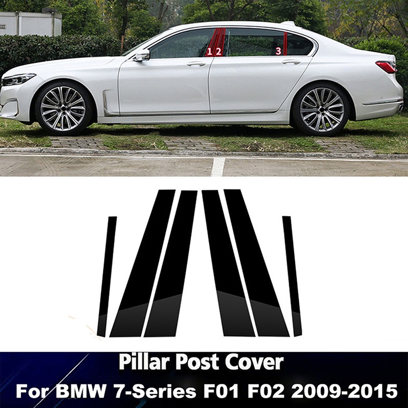 รถหน้าต่าง Trim ฝาครอบ BC คอลัมน์เสา Decal สติกเกอร์สีดําอุปกรณ์เสริมสําหรับ BMW 7-Series F01 F02 20