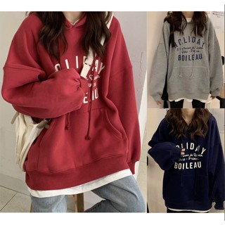 (🇹🇭พร้อมส่ง)เสื้อกันหนาว เสื้อฮู๊ด แบบสวม ทรงหลวม โอเวอร์ไซต์ ส่งไว