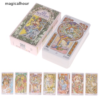 Magicalhour^^ ไพ่ทาโรต์ศิลปะ Nouveau Prophecy Fate Divination Deck Family Party Board Game Card * ใหม่