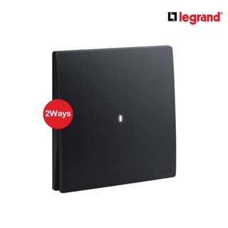 Legrand สวิตช์สองทาง 1 ช่อง สีดำ มีไฟ LED 1G 2Ways 16AX I lluminated Switch | Mallia Senses | Matt Black | 281011MB