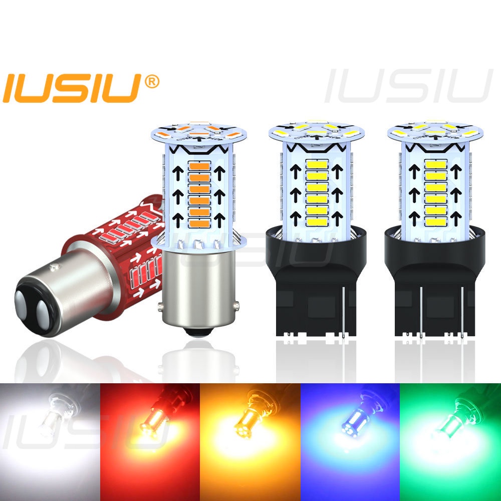 Iusiu 2PCS น ้ ําไหลแฟลช T20 7443 1157 Led เบรคโคมไฟ 7440 1156 ไฟเลี ้ ยว BA15S รถรถจักรยานยนต ์ ย ้ อนกลับ 4014 BAY15D P21W W21W P21 5W W21 5W รถยนต ์ Park หลอดไฟ