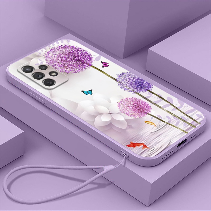 ใหม่ เคสป้องกันโทรศัพท์มือถือซิลิโคน ขอบตรง มีสายคล้อง สําหรับ Samsung A42 5G M42 5G A50 A51 4G M40S A52 A72 2023