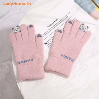 Ladyhome ถุงมือ ผ้าฟลีซถัก แบบหนา ป้องกันความหนาว หน้าจอสัมผัส สําหรับผู้ใหญ่ และเด็ก TH