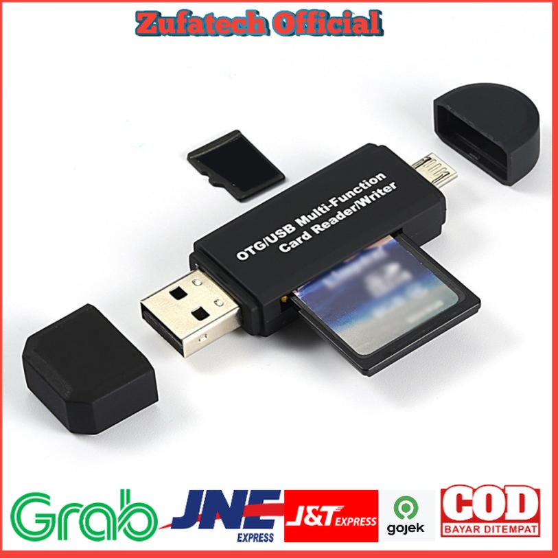 Centechia เครื่องอ่านการ์ด OTG 2 in 1 SD/TF Card Micro USB 2.0 - USB30HS - สีดํา - OMCR1KBK