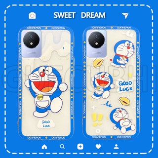 เคสโทรศัพท์ Vivo Y02 Y35 Y22 Y16 2022 ซิลิโคนนิ่ม แบบใส ลายการ์ตูนโดราเอมอนน่ารัก สําหรับ เคส Vivo Y02 2022