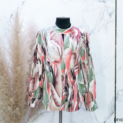เสื้อแฟชั่น ผ้าไหมอีตาลีพิมพ์ลาย ใส่แล้วดูไฮโซ ฃ DF60 วาริสมุสลิม
