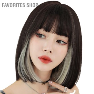 Favorites Shop Short Hanging Ears Dye Wig Black Beige Brown Fashionable Adjustable Straight Bob for Women