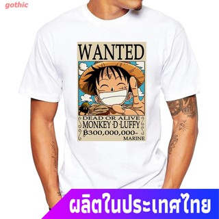 gothic เสื้อยืดลำลอง เสื้อยืดพิมพ์ลายการ์ตูน One Piece Luffy Wanted Order สำหรับผู้ชาย Casual T-Shirt_11