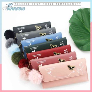 ( Narebig ) กระเป๋าสตางค์ หนัง PU ลายผีเสื้อ สําหรับผู้หญิง ✿