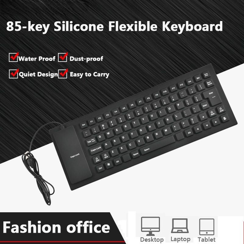 85-key USB คีย์บอร์ดแบบมีสายพับได้คีย์บอร์ดซิลิโคนแบบพกพามินิเงียบคีย์บอร์ดกันน้ําสําหรับ Android Windows แท็บเล็ตคอมพิวเตอร์แล็ปท็อป