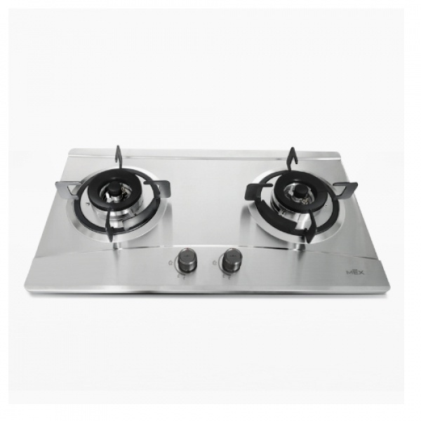 GlobalHouse MEX เตาแก๊สแบบฝังหน้าสเตนเลส 2 หัวเตา  MX472M สีโครเมี่ยม สินค้าของแท้คุณภาพดี