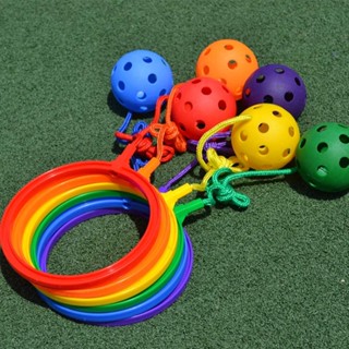 Seedopia Sport Swing Ball for kids Rainbow Colors Skip Ball for kid Toy Set for Great Fitness Game for Boys and Girls ซี