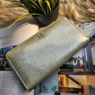 💥NEW KateSpade Mavis Street Neda Zip Around Rose Gold Glitter Wallet #wlru2388 กระเป๋าสตางค์ผู้หญิง ใบยาว สวยหรูนะคะ