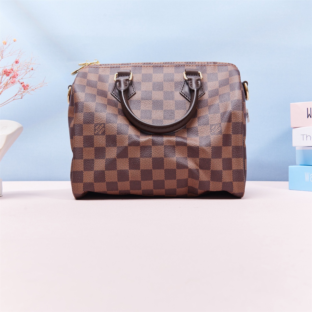 ☃✁LV Louis Vuitton Bag Brown Checkerboard Speedy25 Boston Tote Shoulder Bag. ยังไม่ได้ใช้