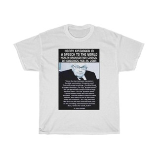 Henry Kissinger on eugenics depopulation with vaccines Unisex Heavy Cotton Tee