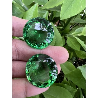 Synthetic Lab Green Emerald Round 25mm-107cts(2pcs)