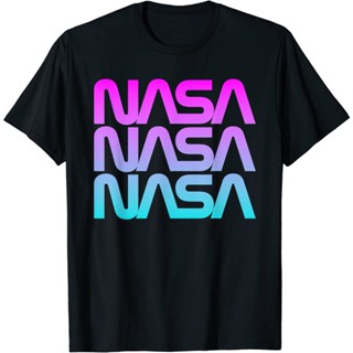 เสื้อยืด ลายหนอน NASA ไล่โทนสีพาสเทล สไตล์วินเทจ ยุค 70s 80s สําหรับผู้ชาย และผู้หญิง