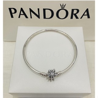 Pandora silver bangle with firework clasp  size 17, 19, 21 แท้100%