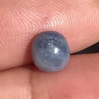 3.15ct 7.4x6.7mmพลอยบลูแซฟไฟร์ ดิบ แอฟริกา Cushion Cabochon Blue Sapphire Unheated Africa