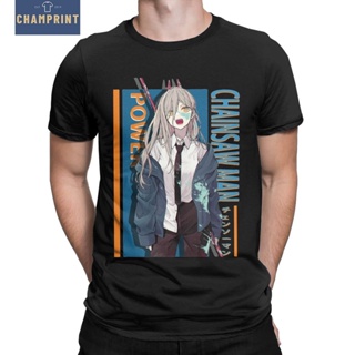 เสื้อคู่รัก เสื้อยืดคอกลม แขนสั้น ผ้าฝ้ายแท้ พิมพ์ลายอนิเมะ chainsaw man สไตล์ญี่ปุ่น สําหรับผู้ชายเสื้อยืดเสื้อยืด_12