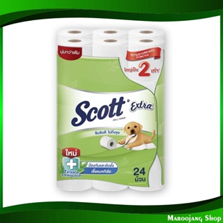 กระดาษชำระ ดับเบิ้ล โรล ยาว 2 เท่า Toilet paper, double roll, 2 times long 24 ม้วน สก๊อตต์ เอ็กซ์ตร้า Scott Extra กระดา