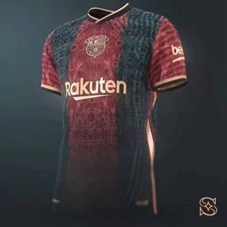 Sy3 เสื้อกีฬาแขนสั้น ลายทีมฟุตบอล Barcelona Jersey Retro พลัสไซซ์ YS3