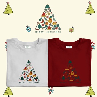 เสื้อยืดลาย chirstmas tree ต้นคริสมาส  (ผ้าคอตตอน สกรีนชัด สีสด ติดทน)