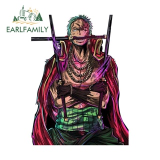 Earlfamily สติกเกอร์ไวนิล ลายการ์ตูนอนิเมะ One piece Zoro กันน้ํา สําหรับติดตกแต่งรถยนต์ รถจักรยานยนต์ รถบรรทุก หน้าต่าง 13 ซม. x 9.7 ซม.