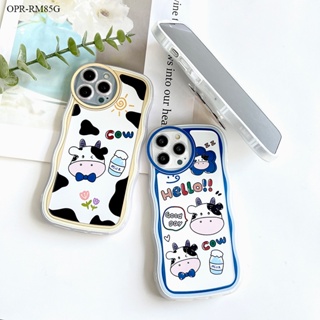 Realme 9 9i 8 8i 7i C17 Pro Plus Pro+ 5G 4G เคสเรียวมี สำหรับ Cartoon Cute Cow Wave Bracket เคส เคสโทรศัพท์ เคสมือถือ Soft Case Protective Shockproof Full Back Cover Casing