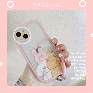 [พร้อมส่ง] ใหม่ เคสโทรศัพท์มือถือ ซิลิโคน ลายการ์ตูน พร้อมสายคล้องมือ สําหรับ iPhone 14 13 12 11 promax XS XR xsmax se2020 6 7 8plus Mini