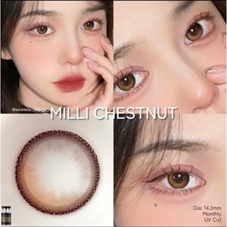 💋 มีค่าสายตา 💋 Wink Milli  Gray Brown  บิ๊กอาย สุดปัง คอนแทคเลนส์ รายเดือน มีอย แถมตลับฟรี  เลนส์นิ่ม สวยปังมาก