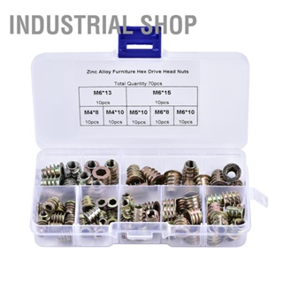 BIndustrial Shop ชุดน็อตหัวไดรฟ์หกเหลี่ยม โลหะผสมสังกะสี M4 M5 M6 70 ชิ้น