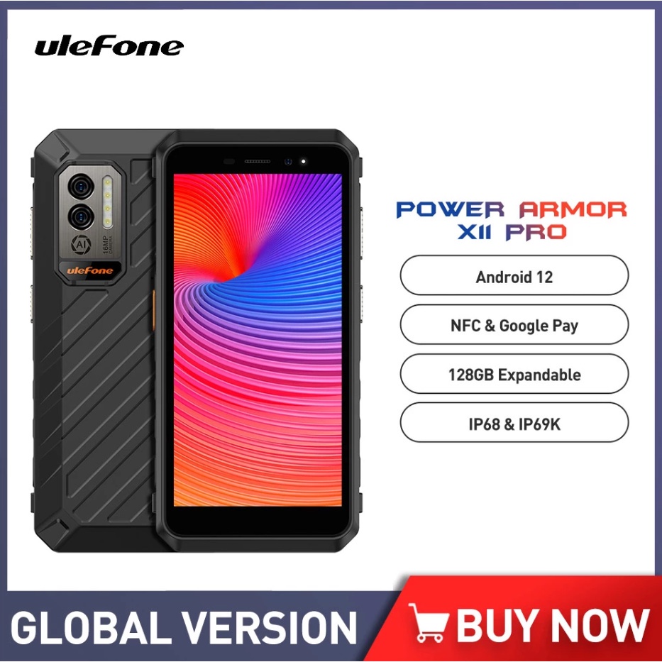 Ulefone สมาร์ทโฟน X11 Pro IP68 4G RAM 64G ROM Helio G25 Android 12 16MP กล้องโทรศัพท์มือถือ 8150 MAh