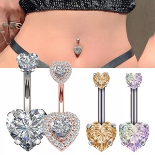 ผู้หญิงผ่าตัดเหล็กวางห้อยแหวนสะดือแฟชั่นเพทายคริสตัลปุ่มท้อง…