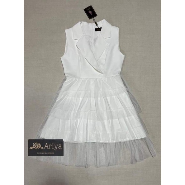 ชุดเดรสสีขาว กระโปรงขนมชั้น Pechaya 3XL