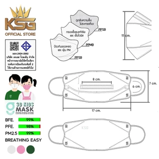 [KSG Official] G LUCKY 3D KIDS หน้ากากอนามัยสำหรับเด็ก ทรง 3 มิติ หนา 3 ชั้น Face Mask 3-Layer (กล่อง บรรจุ 40 ชิ้น)