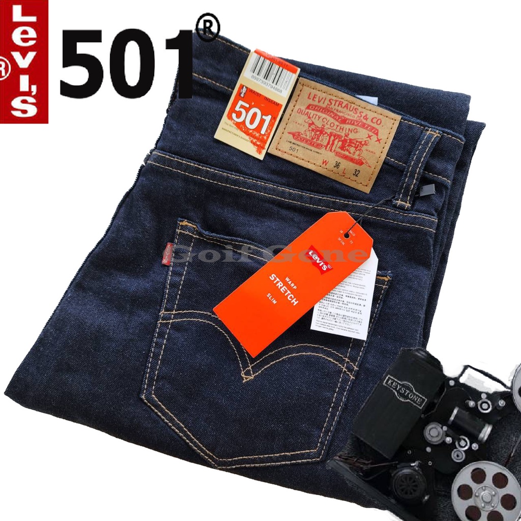 LEVI'S 501 กางเกงยีนส์ ทรงขาเดฟ (ผ้ายึด) สี Jeans สินค้าพร้อมส่ง