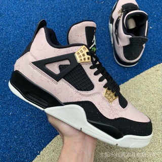 ใหม่ Air Jordan 4 Retro Silt Red Splatter AJ4 รองเท้ากีฬา สีดํา สีชมพู AQ9129-601 ANIH XZQM 2021