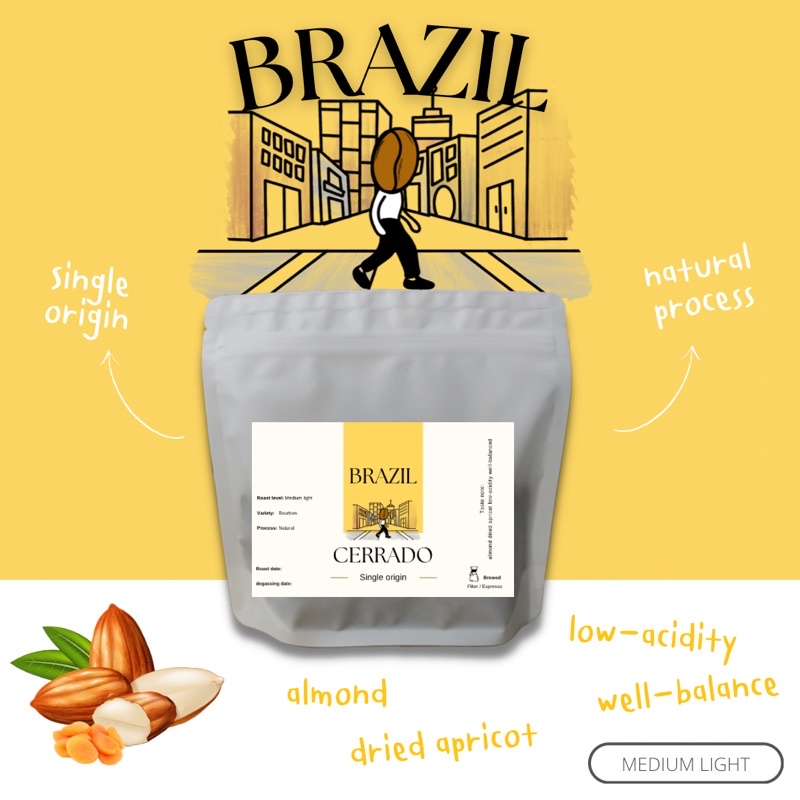 Roastervation เมล็ดกาแฟคั่ว Brazil cerrado