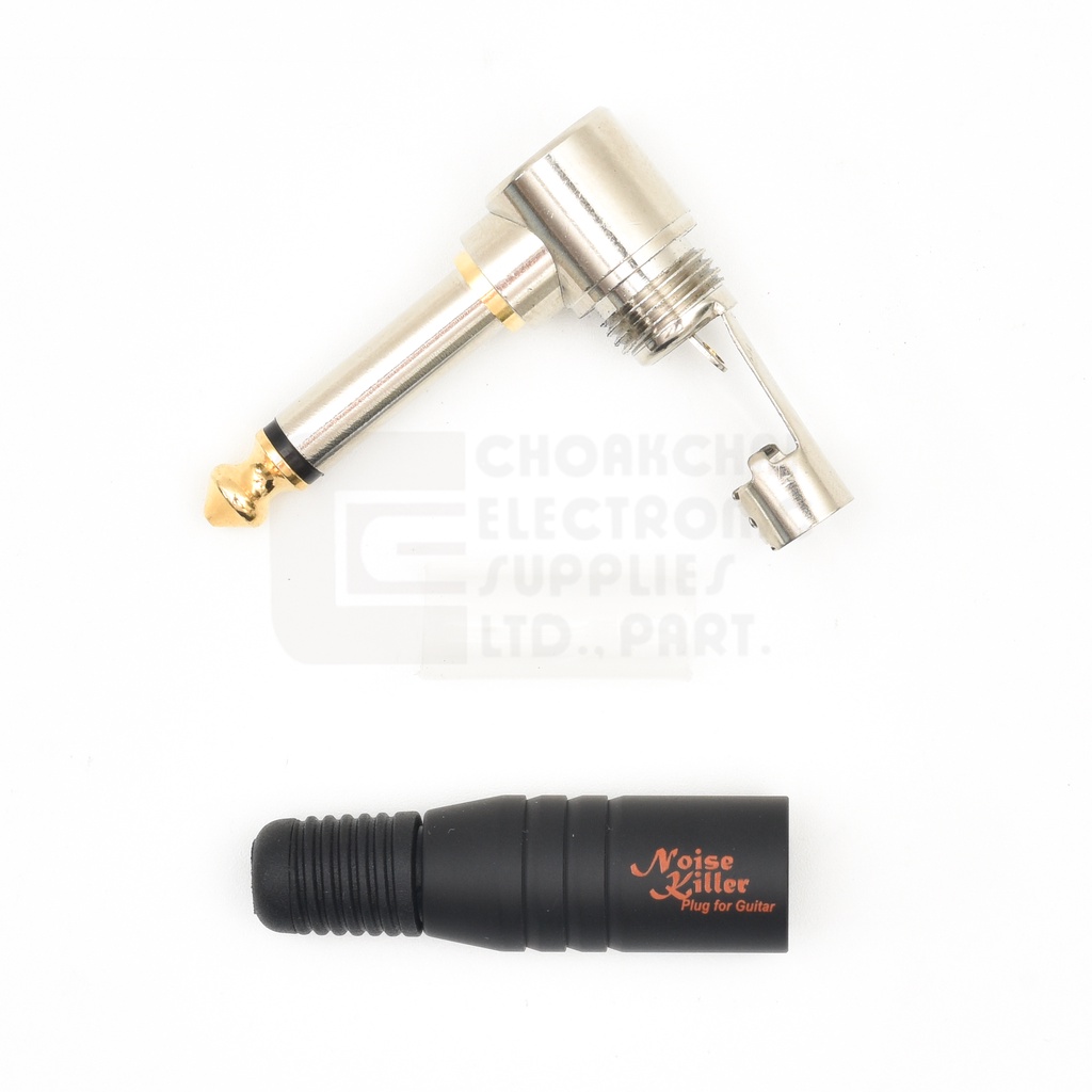 ULTIMAX Noise Killer หัวแจ็คกีต้าร์ Mono ไม่มีเสียงรบกวนตอนเสียบ หัวงอ (SwitchPlug silentPlug) รุ่น BES-AUD6.3MRGH-B-GG