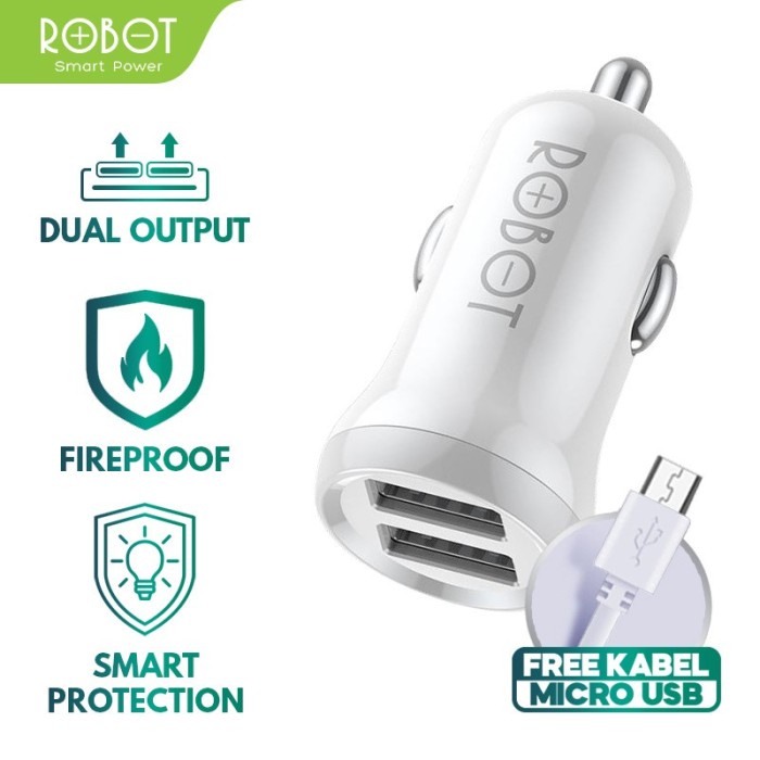 Fast Charging CAR ROBOT RT C07 Dual Port Firefire Shell สีขาวแนะนํา D9C3 Pay on Delivery cool คุณภาพ