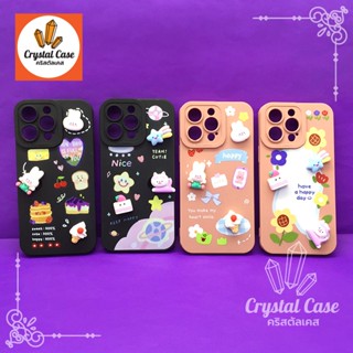 เคสมือถือนิ่ม 7+ 11 13pro 13promax 14promax TPU กันเลนส์กล้องนูนลายการ์ตูน ติดอะไหล่แมวกระต่ายน่ารัก