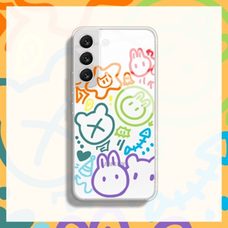 เคสโทรศัพท์มือถือแบบนิ่ม ใส ลายเส้น เรียบง่าย หลากสี สําหรับ Samsung S20 S21 FE S9 S8 S10 S20 S21 Plus S22 Ultra S22+ Note 8 9 10 Plus 20 Ultra 5G