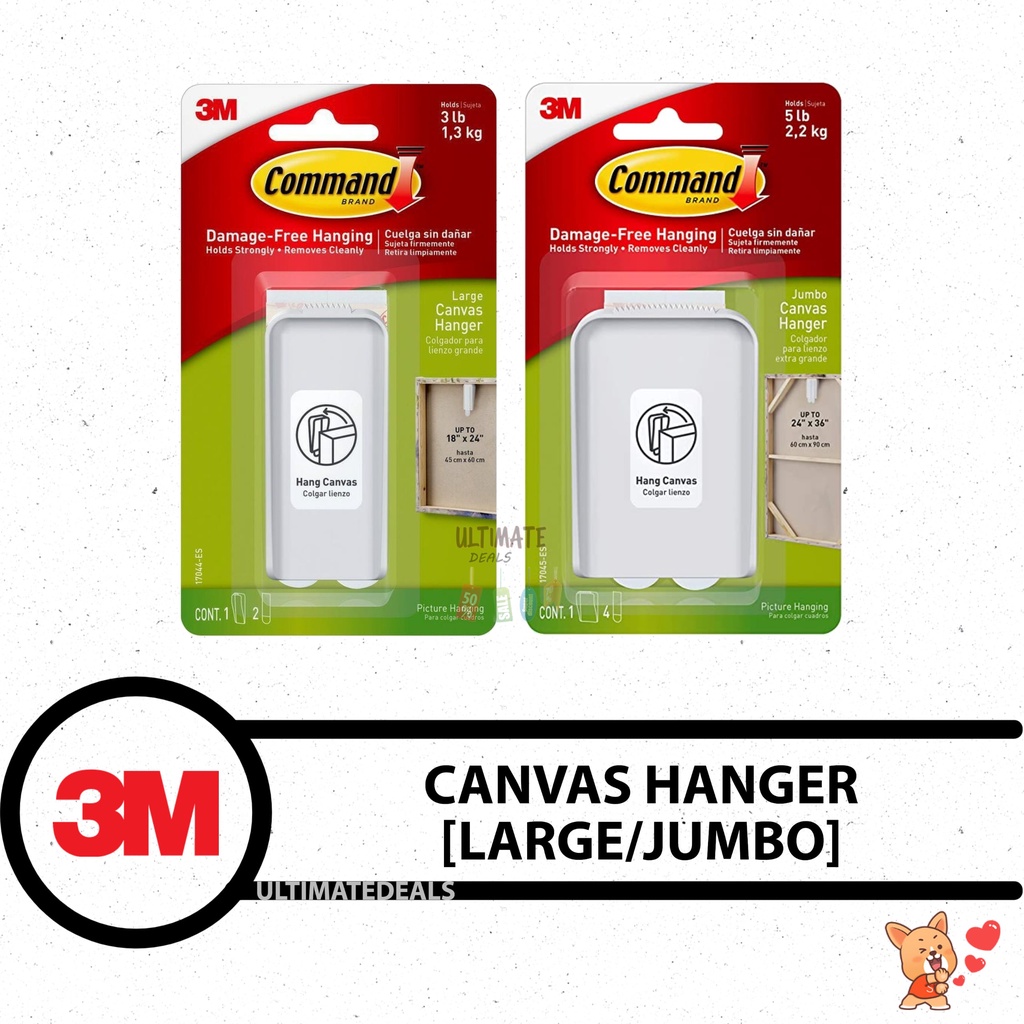 3M Command 17044 /17045 รูปภาพแขวนแถบไม้แขวนเสื้อผ้าใบ-ถือได้ถึง 1.3KG & 2.2KG