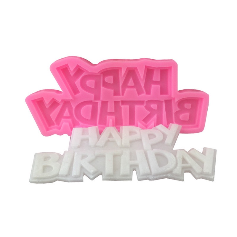 DIY Happy Birthday Card ยี่ห้อแม่พิมพ์ซิลิโคนคู่มือน้ําตาลเค้กตกแต่งเครื่องมือช็อกโกแลตแม่พิมพ์กาว Dropping ตกแต่งเครื่องมือ