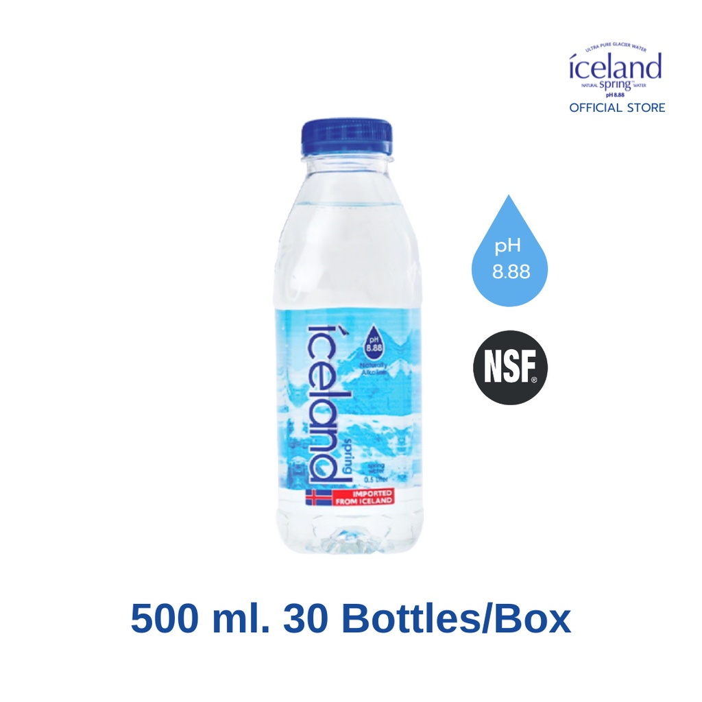 Iceland Spring pH 8.88 น้ำแร่ด่างธรรมชาติ เพื่อสุขภาพ ขนาด 500 ml. (1 ลัง บรรจุ 30 ขวด)