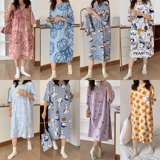 พร้อมส่ง🔥ชุดนอนสตรีชุดนอนผ้าฝ้ายชุดนอน เสื้อกางเกงนอน กระโปรงยาว เดรส กางเกงนอน