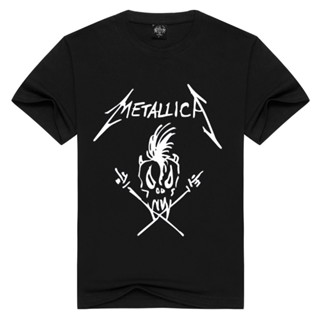 [COD] {พร้อมส่ง} เสื้อยืดผ้าฝ้าย 100% พิมพ์ลาย Metallica พลัสไซซ์ แฟชั่นผู้ชาย ไซซ์ XS-6XLS-5XL