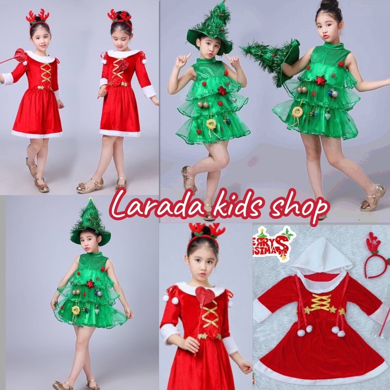 สินค้าพร้อมส่ง ชุดแฟนตาซีต้นคริสต์มาส ชุดคริสต์มาสสีแดง