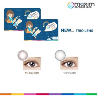 Maxim contact lens Trio บิ๊กอาย รายเดือน 1 กล่อง มี2 ชิ้นพร้อมส่ง สายตาสั้น 0.00 ถึง -5.00